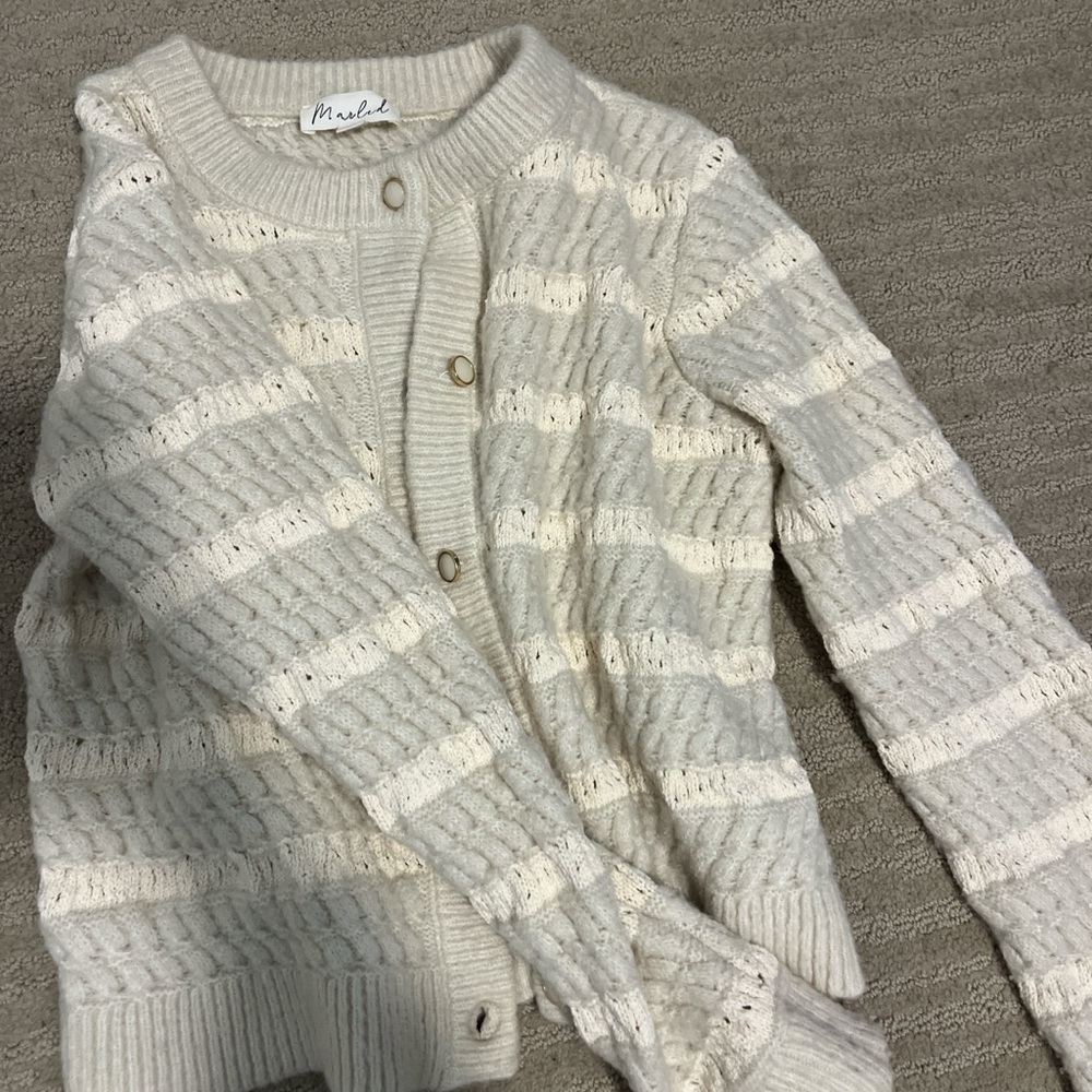 Marled Soft Knit Sweater in Cream